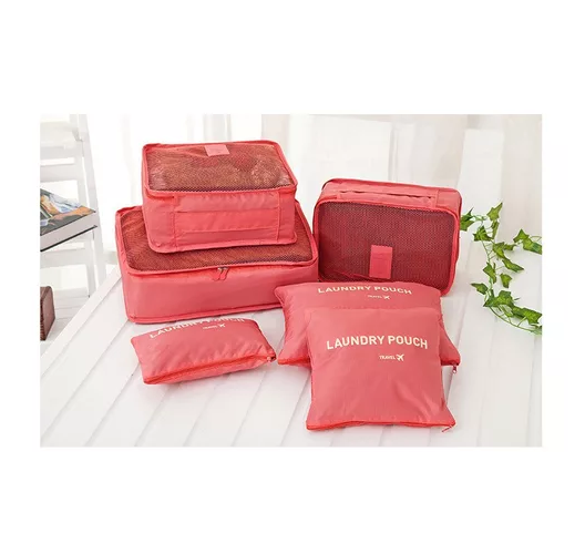 SET DE 6 ORGANIZADORES DE EQUIPAJE DE VIAJE, BOLSA PARA ROPA INTERIOR, COLOR NARANJA - 6