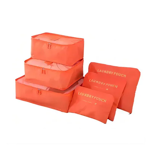 SET DE 6 ORGANIZADORES DE EQUIPAJE DE VIAJE, BOLSA PARA ROPA INTERIOR, COLOR NARANJA - 8