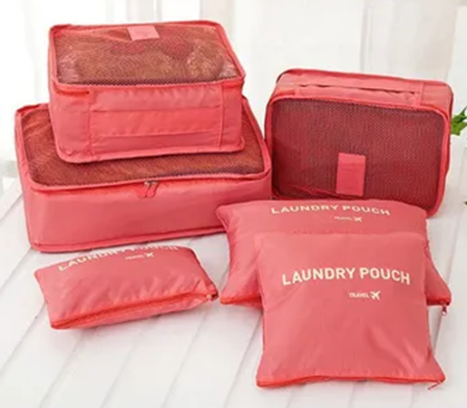 SET DE 6 ORGANIZADORES DE EQUIPAJE DE VIAJE, BOLSA PARA ROPA INTERIOR, COLOR NARANJA - 9