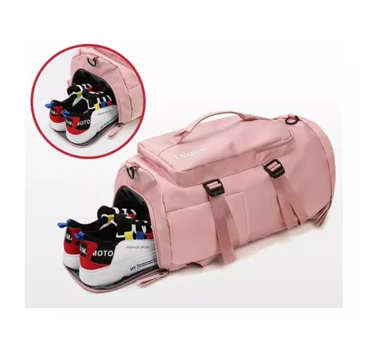 BOLSO DE VIAJE IMPERMEABLE, MOCHILA MULTIUSOS, HOMBRO, GIMNASIO, COLOR ROSADO - 3