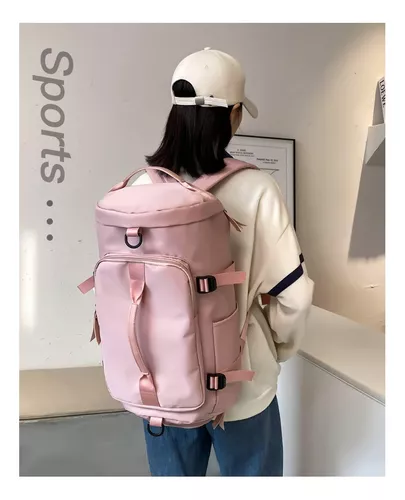 BOLSO DE VIAJE IMPERMEABLE, MOCHILA MULTIUSOS, HOMBRO, GIMNASIO, COLOR ROSADO - 6