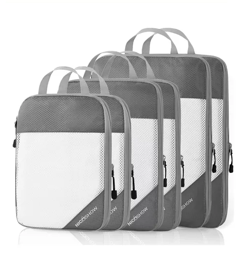 6 PIEZAS DE BOLSAS ORGANIZADORAS DE COMPRESIÓN PARA MALETA, COLOR GRIS - 2