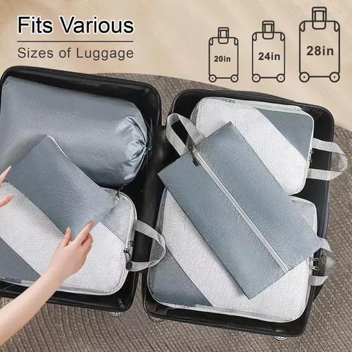 6 PIEZAS DE BOLSAS ORGANIZADORAS DE COMPRESIÓN PARA MALETA, COLOR GRIS - 7