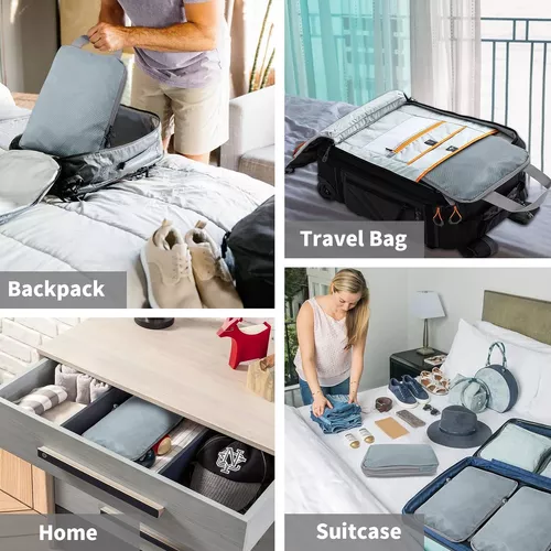 6 PIEZAS DE BOLSAS ORGANIZADORAS DE COMPRESIÓN PARA MALETA, COLOR GRIS - 8