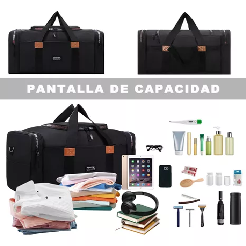 BOLSO FITNESS DE MODA PARA VIAJES, GRAN CAPACIDAD, COLOR EN COLOR NEGRO - 3