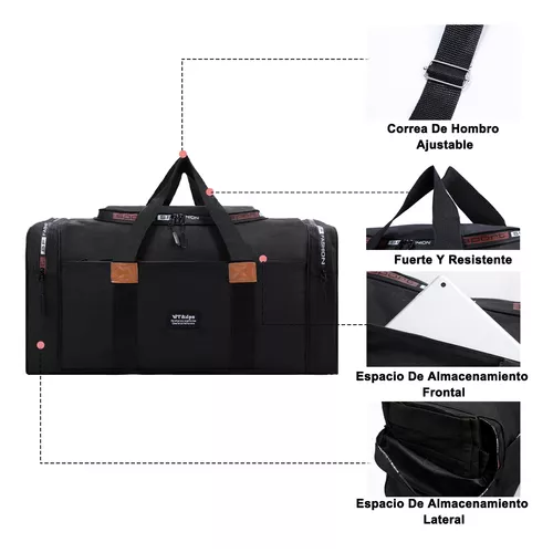 BOLSO FITNESS DE MODA PARA VIAJES, GRAN CAPACIDAD, COLOR EN COLOR NEGRO - 5