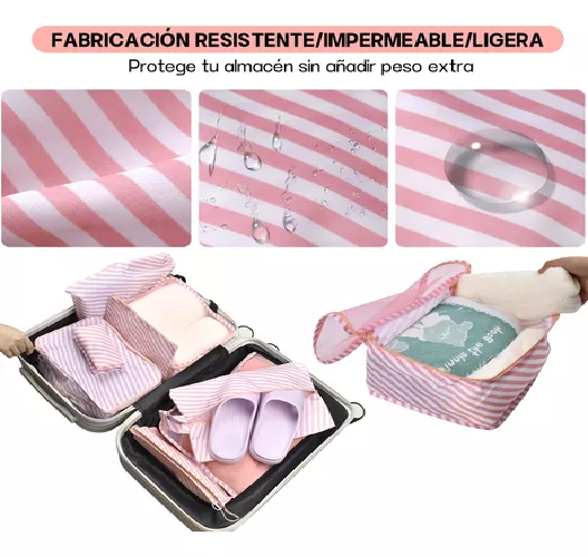 BOLSAS DE VIAJE 8 EN 1, ORGANIZADORAS PARA MALETA, COLOR EN COLOR NEGRO - 4