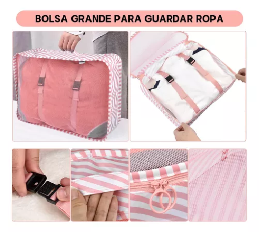 BOLSAS DE VIAJE 8 EN 1, ORGANIZADORAS PARA MALETA, COLOR EN COLOR NEGRO - 7