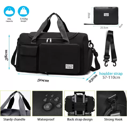 BOLSO DE VIAJE DEPORTIVO, 35 L, COLOR EN COLOR NEGRO - 4