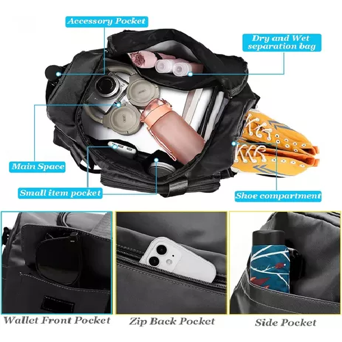 BOLSO DE VIAJE DEPORTIVO, 35 L, COLOR EN COLOR NEGRO - 5
