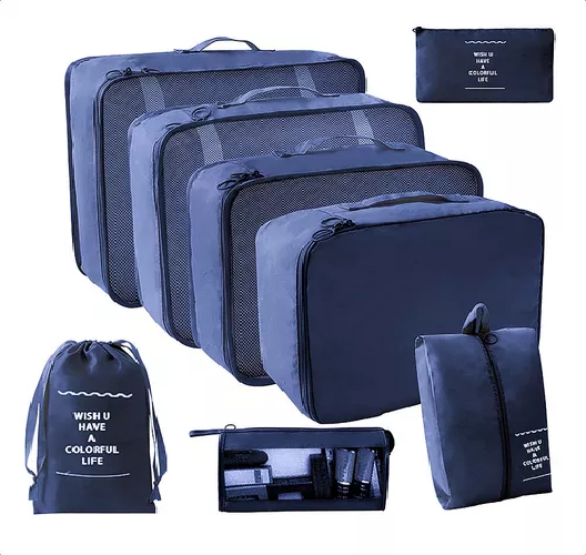 BOLSAS DE VIAJE 8 EN 1, COLOR AZUL - 1