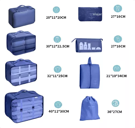 BOLSAS DE VIAJE 8 EN 1, COLOR AZUL - 2