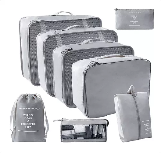 BOLSAS DE VIAJE 8 EN 1, COLOR GRIS - 1