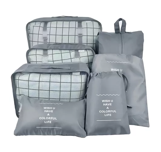 BOLSAS DE VIAJE ORGANIZADORAS 7 EN 1, COLOR GRIS - 1