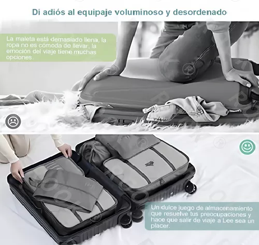 BOLSAS DE VIAJE ORGANIZADORAS 7 EN 1, COLOR GRIS - 5
