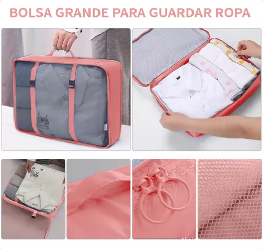 BOLSAS DE VIAJE 8 EN 1, COLOR ROSADO - 4