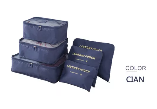 SET DE 6 ORGANIZADORES DE EQUIPAJE DE VIAJE, BOLSA PARA ROPA INTERIOR, COLOR AZUL - 2