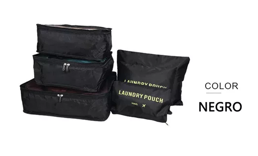 SET DE 6 ORGANIZADORES DE EQUIPAJE DE VIAJE, BOLSA PARA ROPA INTERIOR, COLOR AZUL - 3