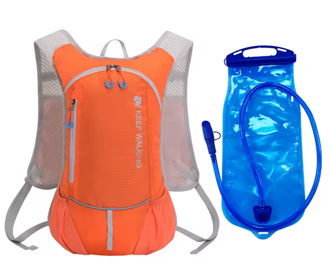 MOCHILA ULTRALIGERA OUTDOOR TREKKING RUNNING + BOLSA AGUA NARANJA - 2