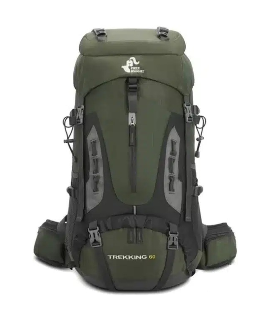 MOCHILA IMPERMEABLE 60L CON CUBRE MOCHILA COLOR VERDE - 1