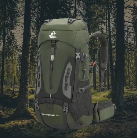 MOCHILA IMPERMEABLE 60L CON CUBRE MOCHILA COLOR VERDE - 3