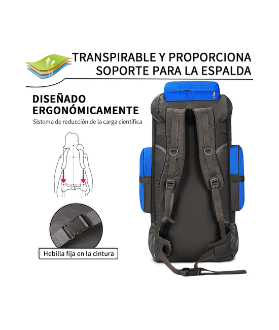 MOCHILA IMPERMEABLE DE 90L COLOR AZUL - 4