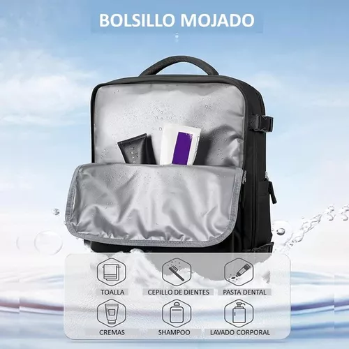 MOCHILA DE VIAJE DE CABINA PARA AVIÓN, IMPERMEABLE CON USB, COLOR VERDE - 7