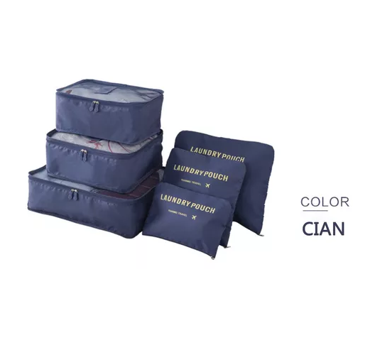 SET DE 6 ORGANIZADORES DE EQUIPAJE DE VIAJE, BOLSA PARA ROPA INTERIOR, COLOR ROSADO - 3