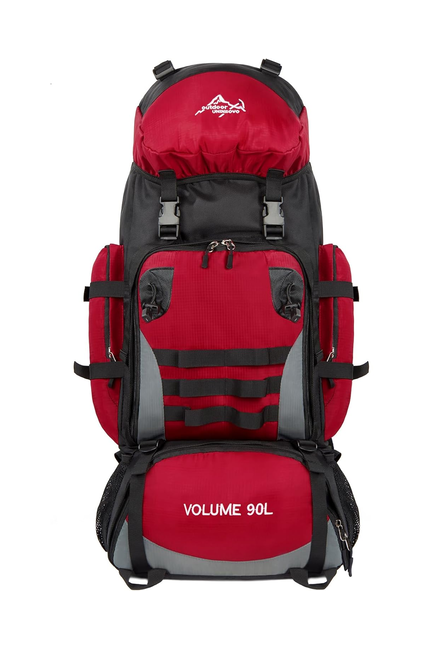 MOCHILA 90L CAMPING OUTDOOR TREKKING COLOR EN COLOR ROJO - 1
