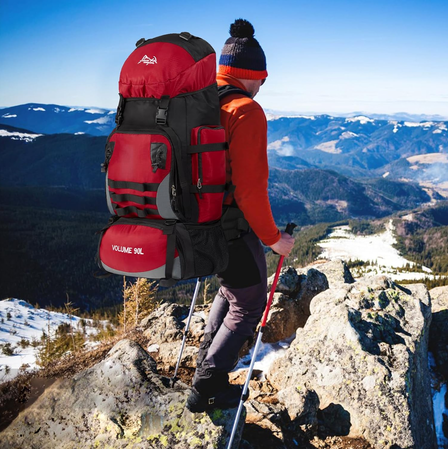 MOCHILA 90L CAMPING OUTDOOR TREKKING COLOR EN COLOR ROJO - 2