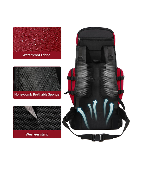 MOCHILA 90L CAMPING OUTDOOR TREKKING COLOR EN COLOR ROJO - 6