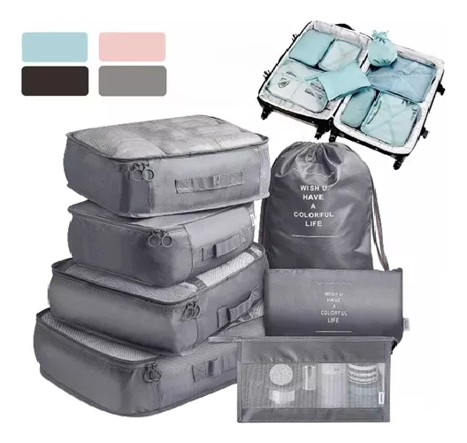 SET DE 7 ORGANIZADORES DE EQUIPAJE, COLOR GRIS - 1