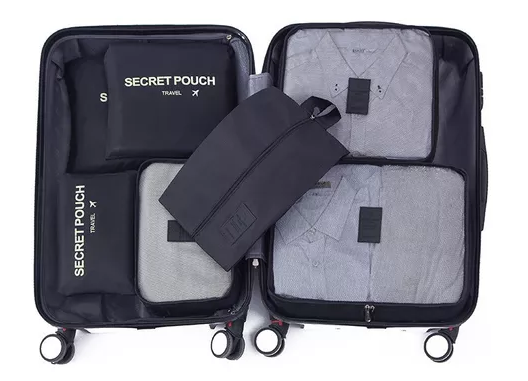SET DE 6 ORGANIZADORES DE EQUIPAJE DE VIAJE, BOLSA PARA ROPA INTERIOR, COLOR EN COLOR NEGRO - 1