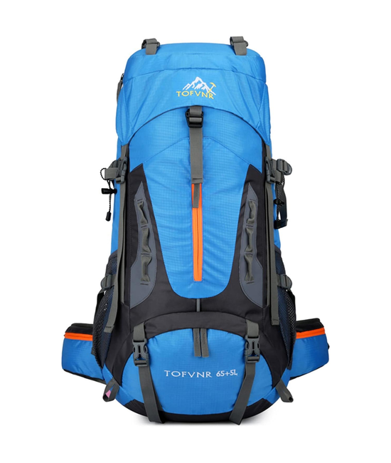 MOCHILA IMPERMEABLE 60L CON CUBRE MOCHILA COLOR AZUL - 1