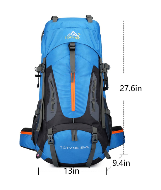 MOCHILA IMPERMEABLE 60L CON CUBRE MOCHILA COLOR AZUL - 2