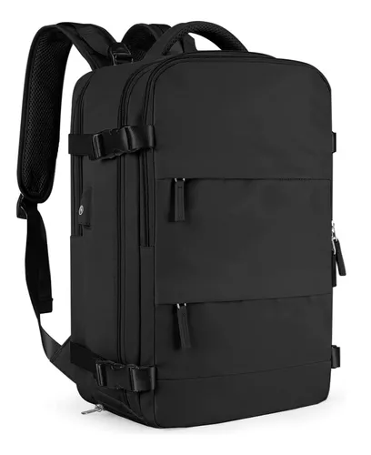 MOCHILA DE VIAJE DE CABINA PARA AVIÓN, IMPERMEABLE CON USB, COLOR EN COLOR NEGRO - 1