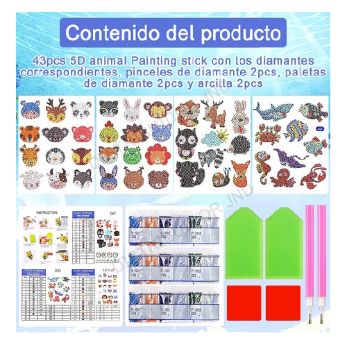 KIT DE 43 HERRAMIENTAS DIY PARA PINTURA DIAMANTE 5D DE ANIMALES - 3