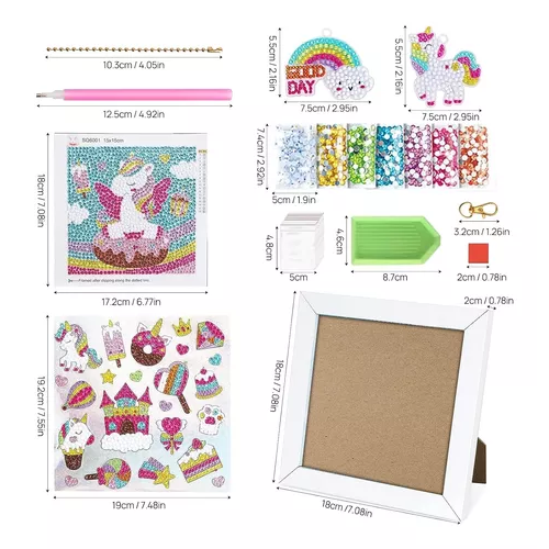 KIT DE PINTURA DIAMANTE 5D DIY PARA NIÑOS CON MARCO, COLOR ROSADO - 6