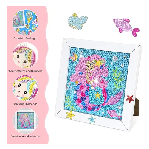 KIT DE PINTURA DIAMANTE 5D DIY PARA NIÑOS CON MARCO, COLOR AZUL - 2