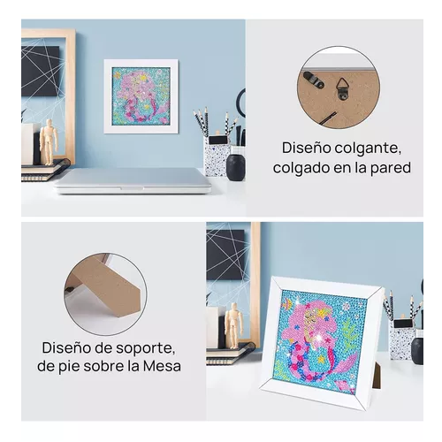 KIT DE PINTURA DIAMANTE 5D DIY PARA NIÑOS CON MARCO, COLOR AZUL - 4