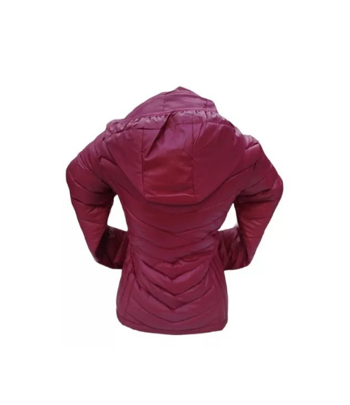 CHAQUETA 3/4 CORTA MUJER ENGOMADA TÉRMICA, ENVÍO RÁPIDO, BORDÓ, TALLA 2XL - 2
