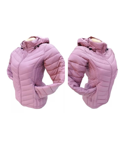 CHAQUETA 3/4 CORTA MUJER ENGOMADA TÉRMICA, ENVÍO RÁPIDO, ROSA CLARO, TALLA M - 3