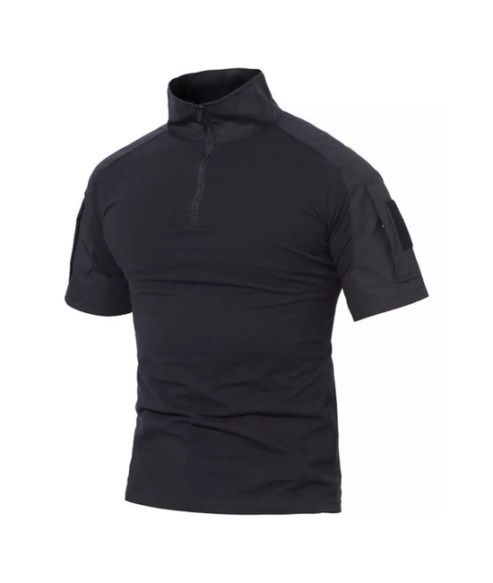 POLERA TÁCTICA MANGA CORTA PARA AIRSOFT MILITAR, COLOR EN COLOR NEGRO, TALLA XL - 1
