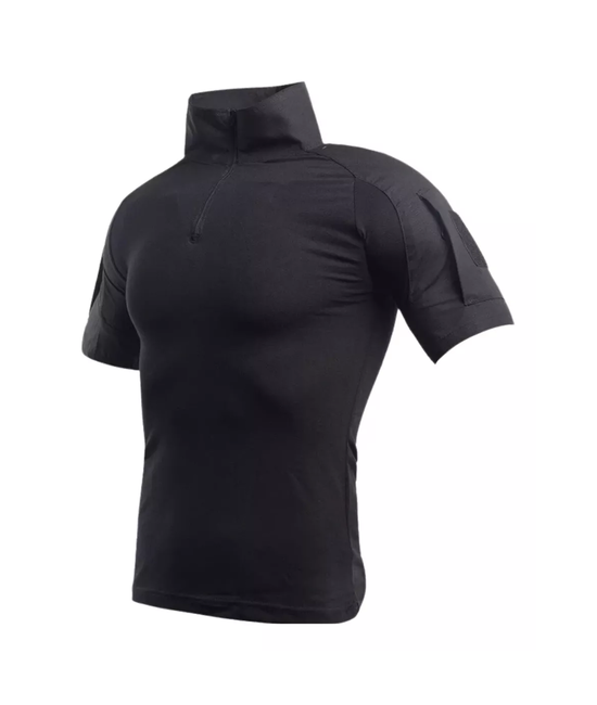 POLERA TÁCTICA MANGA CORTA PARA AIRSOFT MILITAR, COLOR EN COLOR NEGRO, TALLA L - 2