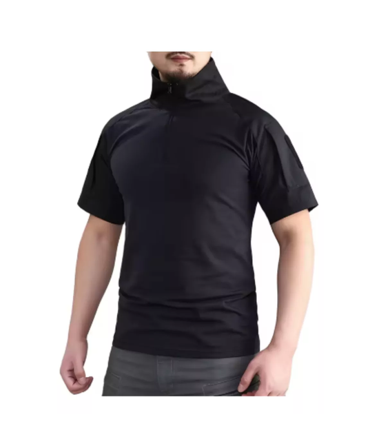 POLERA TÁCTICA MANGA CORTA PARA AIRSOFT MILITAR, COLOR EN COLOR NEGRO, TALLA L - 3
