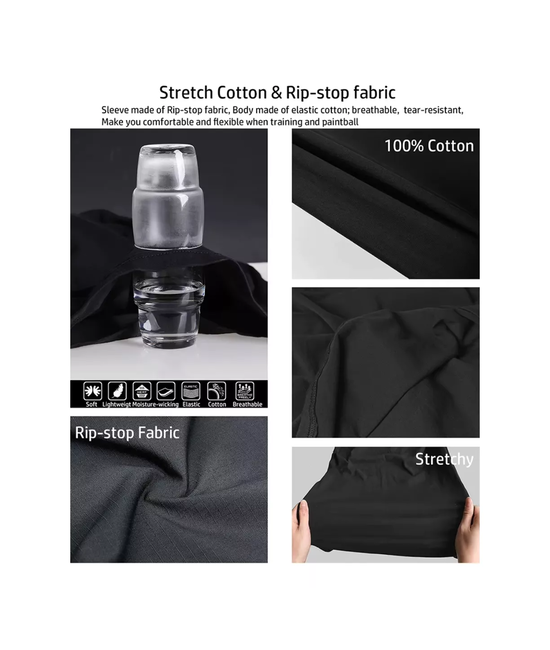 POLERA TÁCTICA MANGA CORTA PARA AIRSOFT MILITAR, COLOR EN COLOR NEGRO, TALLA L - 5
