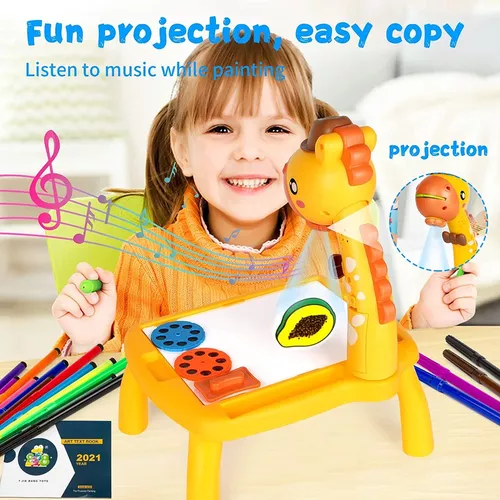 PROYECTOR, TABLERO DE DIBUJO, JUGUETE EDUCATIVO, COLOR ROSADO - 5