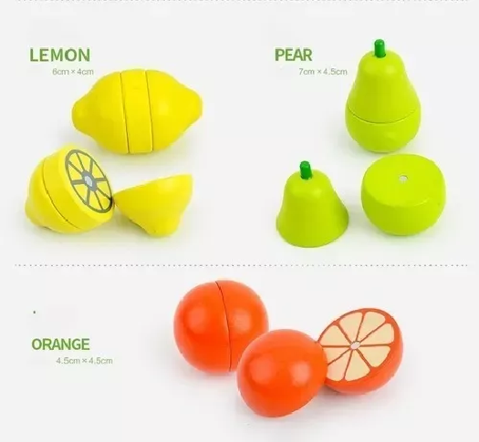 SET CORTA FRUTAS Y VERDURAS MADERA CON IMÁN, JUEGO 17 PIEZAS MULTICOLOR - 4