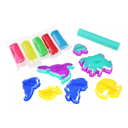 SET DE PLASTILINA DIDÁCTICO FIGURAS/MAPAMUNDI CONTINENTES 5 PIEZAS - 4