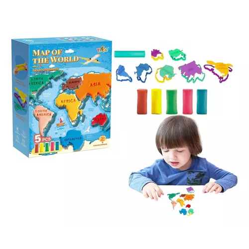 SET DE PLASTILINA DIDÁCTICO FIGURAS/MAPAMUNDI CONTINENTES 5 PIEZAS - 6